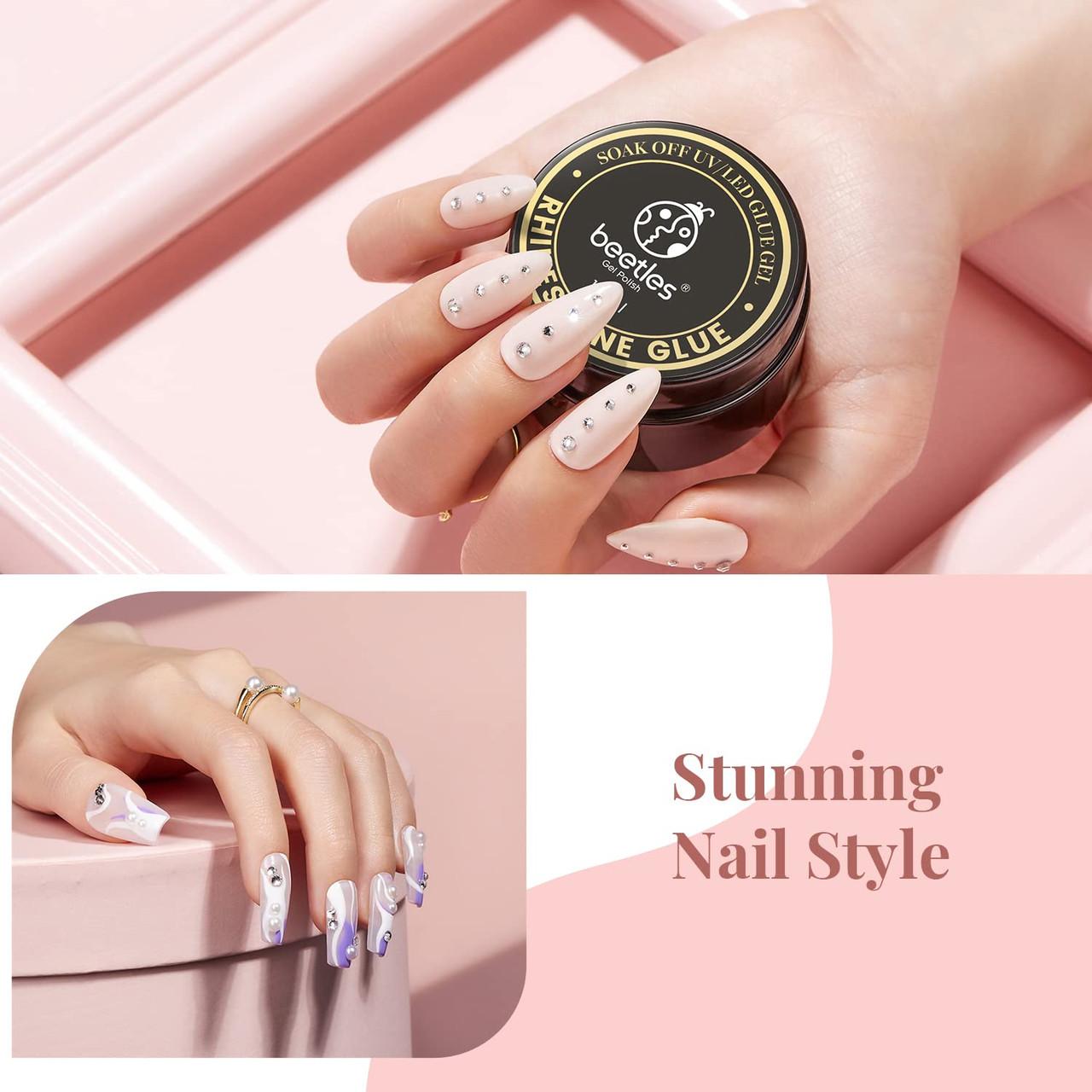 Makartt Updated 2pcs Nail Rhinestone Glue Gel with Brush& Pen tip, Clear Nail  Glue Precision Pen Super Strong Adhesive Nail Art Glue Gel for Nail  Decorations 3D Gems Stones Charms Flowers (8ml)
