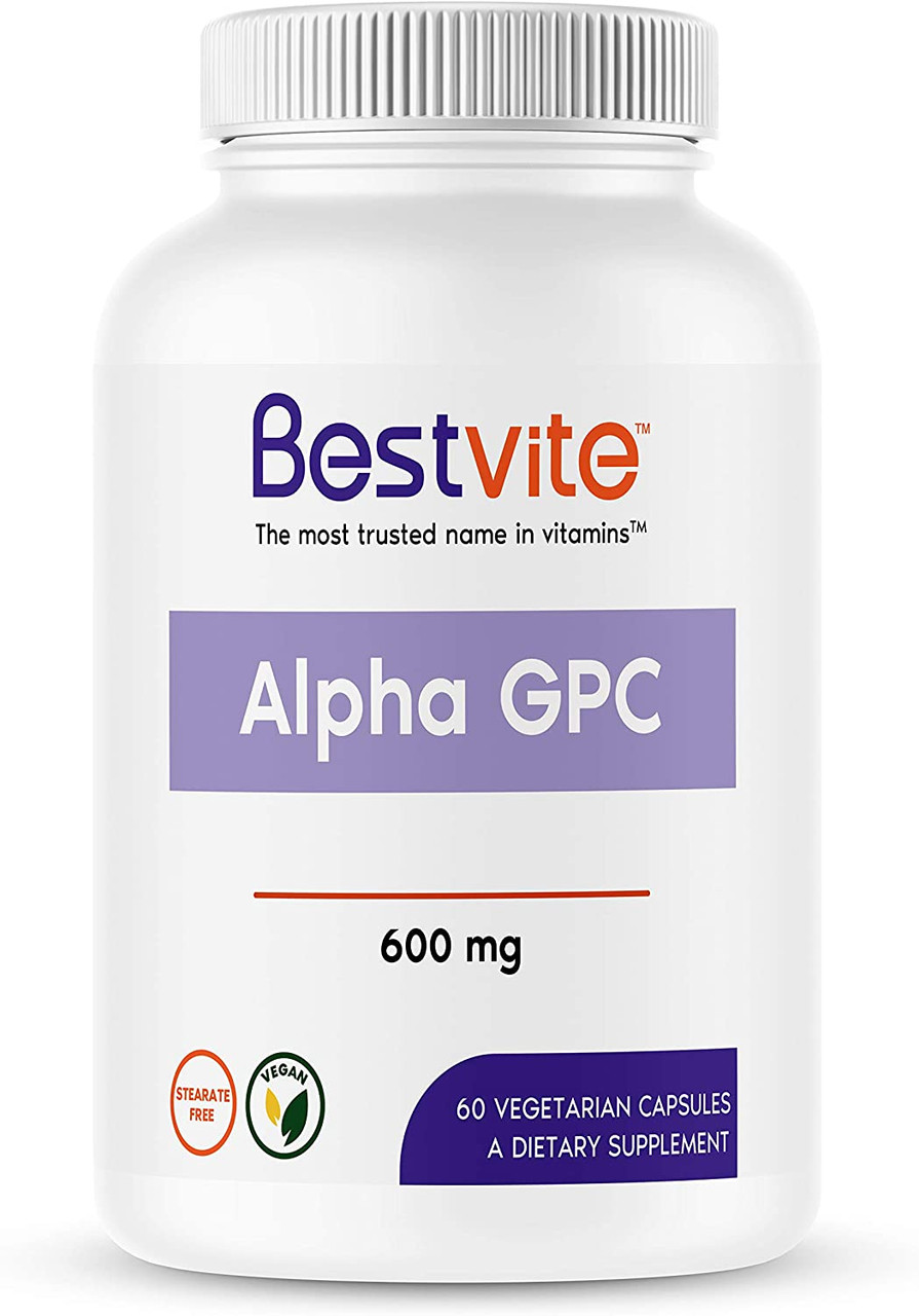 Alpha GPC 600mg per Capsule (60 Vegetarian Capsules) - No Stearates - Vegan - Non GMO - Gluten Free - Soy Free - Maximum Strength per Capsule