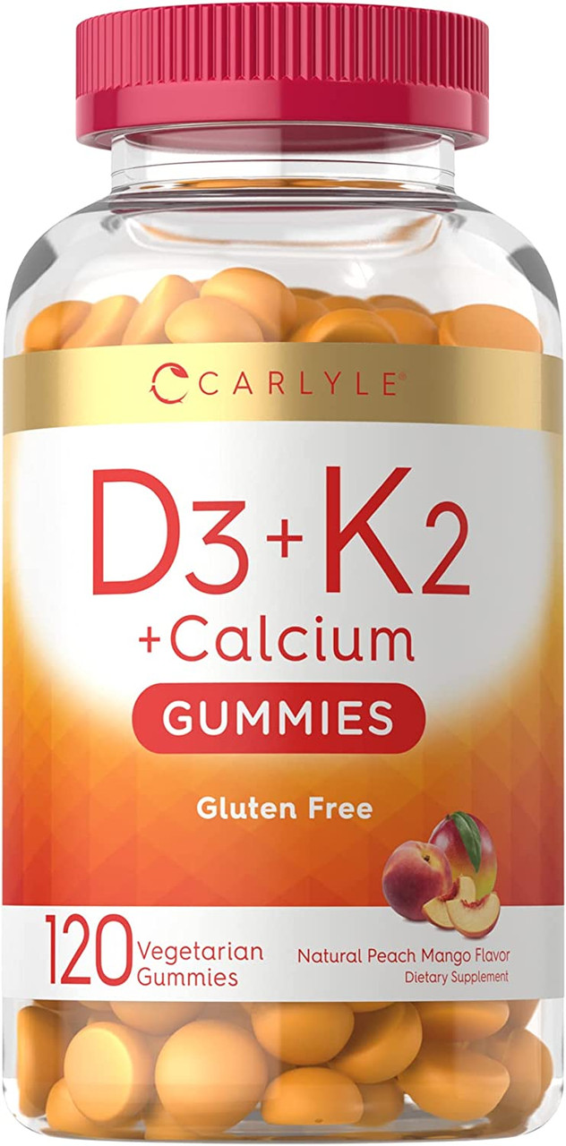 D3, K2, & Calcium Gummies 120 Count Vegetarian, NonGMO, and Gluten Free Vitamin Supplement