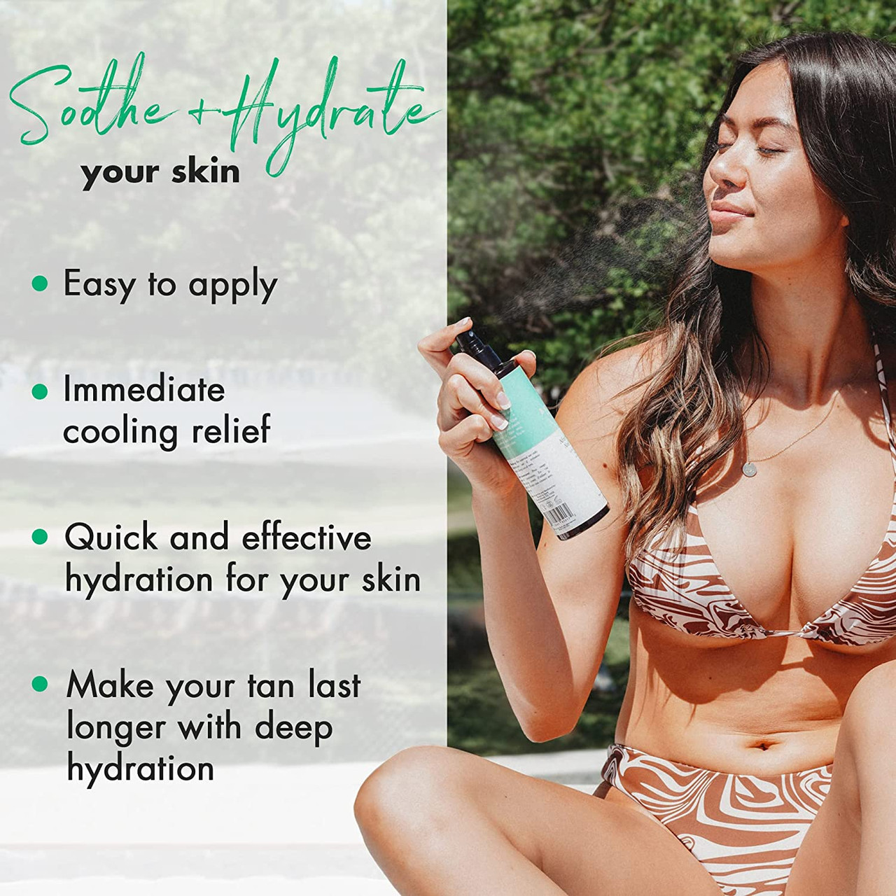 Cooling After Sun Care Spray With Organic Aloe Vera Gel Aloe Vera Gel Spray  for Sunburn