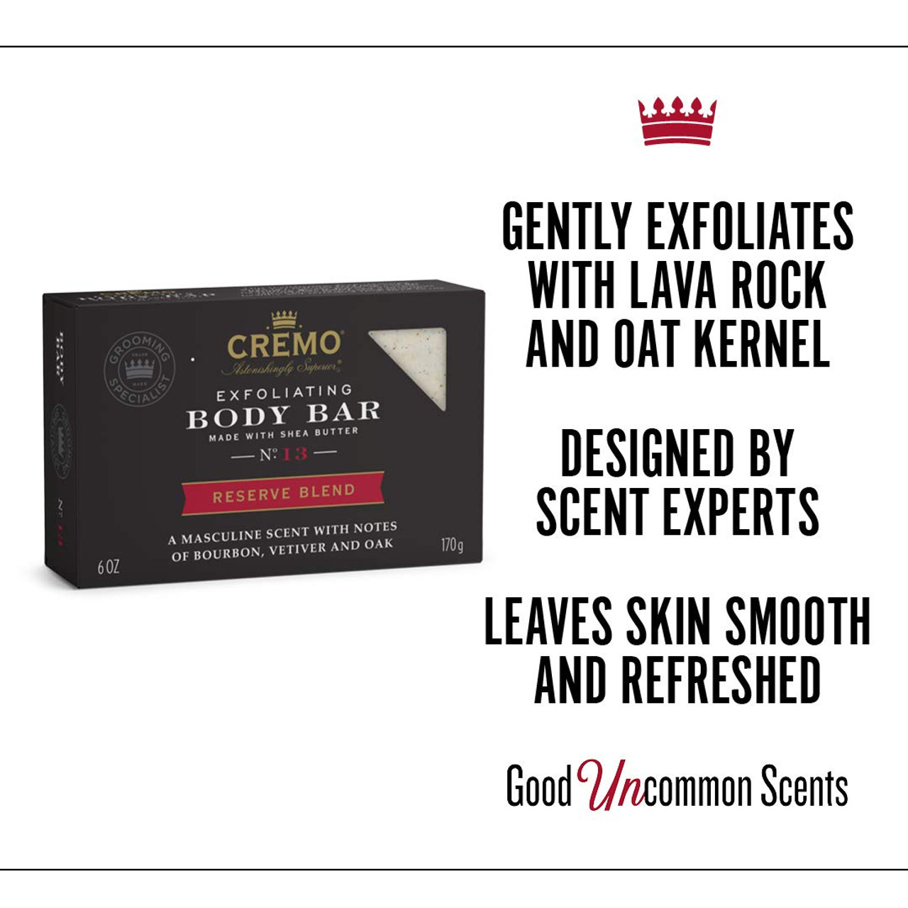 Cremo Exfoliating Body Bar, No. 08, Bourbon & Oak, 6 oz (170 g)