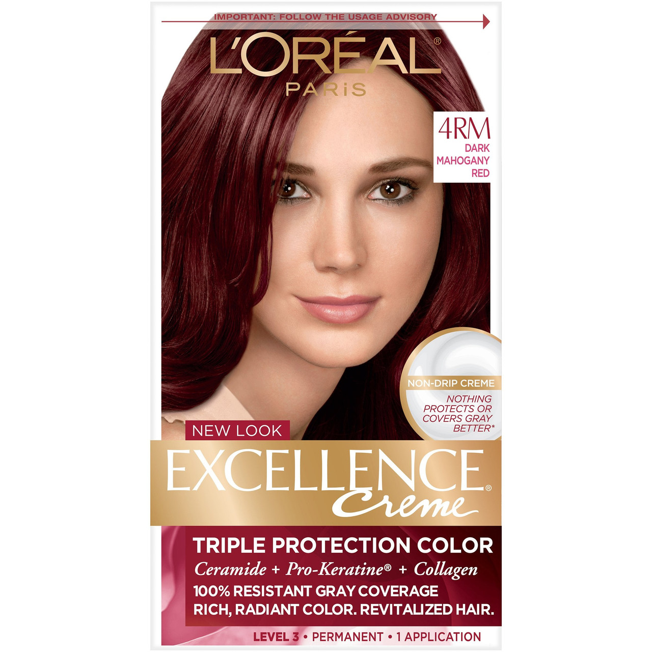 LOréal Paris Excellence Creme 4RM Dark Mahogany Red Level 3 Permanent Hair  Color 1 application