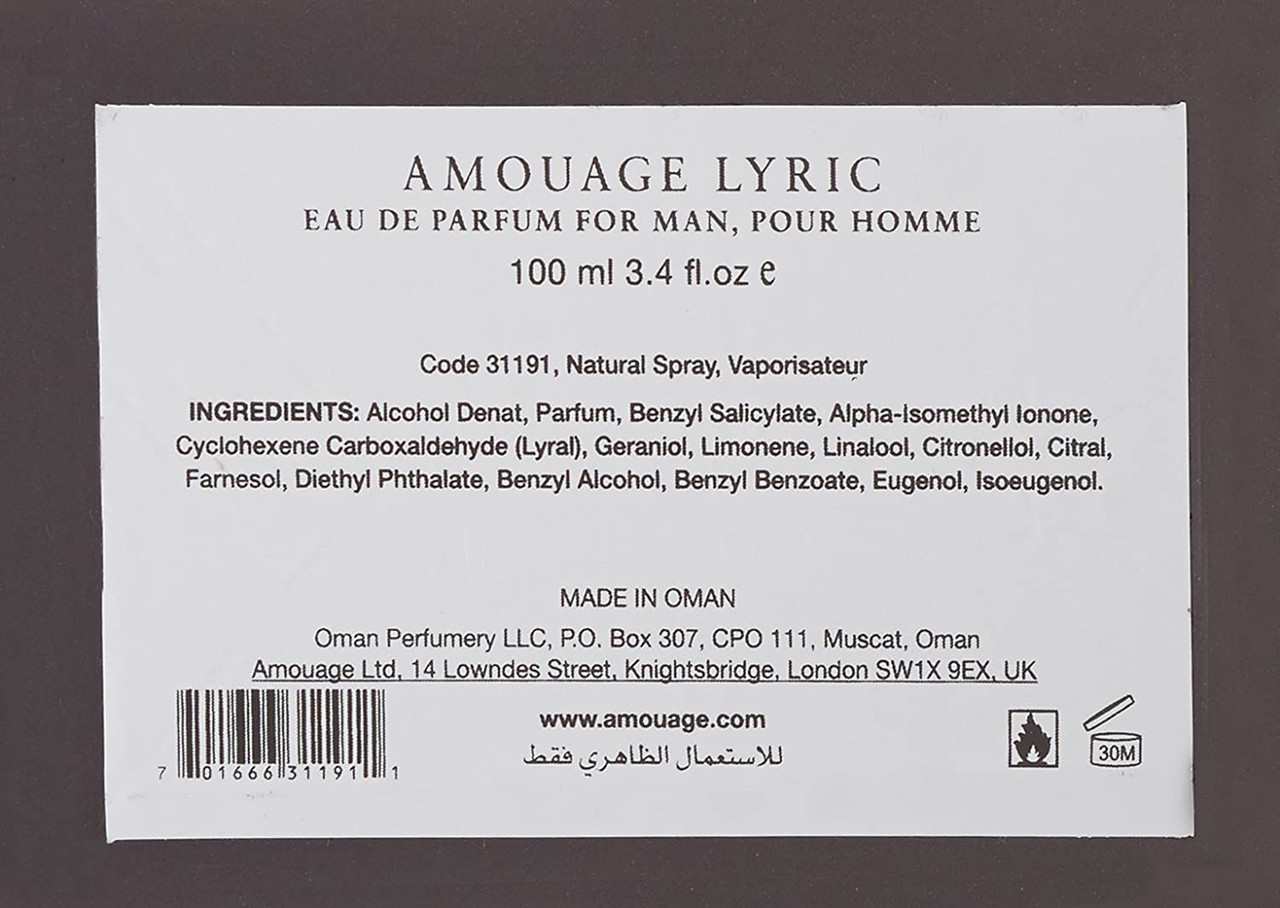 AMOUAGE Lyric Men s Eau de Parfum Spray 3.4 Fl Oz