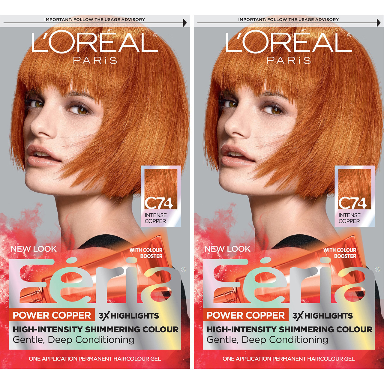 LOreal Paris Feria MultiFaceted Shimmering Permanent Hair Color C74  Intense Copper Pack of 2 Hair Dye  Kiwla