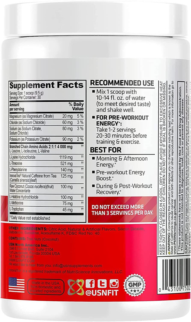 USN Amino Stim EAAs (Essential Amino Acids) + Energy, 125mg Caffeine, 6g Essential Amino Acids