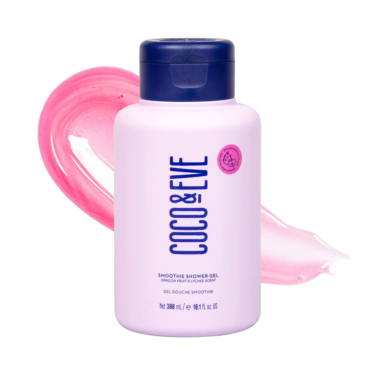 Coco Eve Glow Figure Smoothie Shower Gel (Lychee Dragon Fruit Scent) Moisturizing Body wash with Coconut water, Aloe Sulfate Free fl