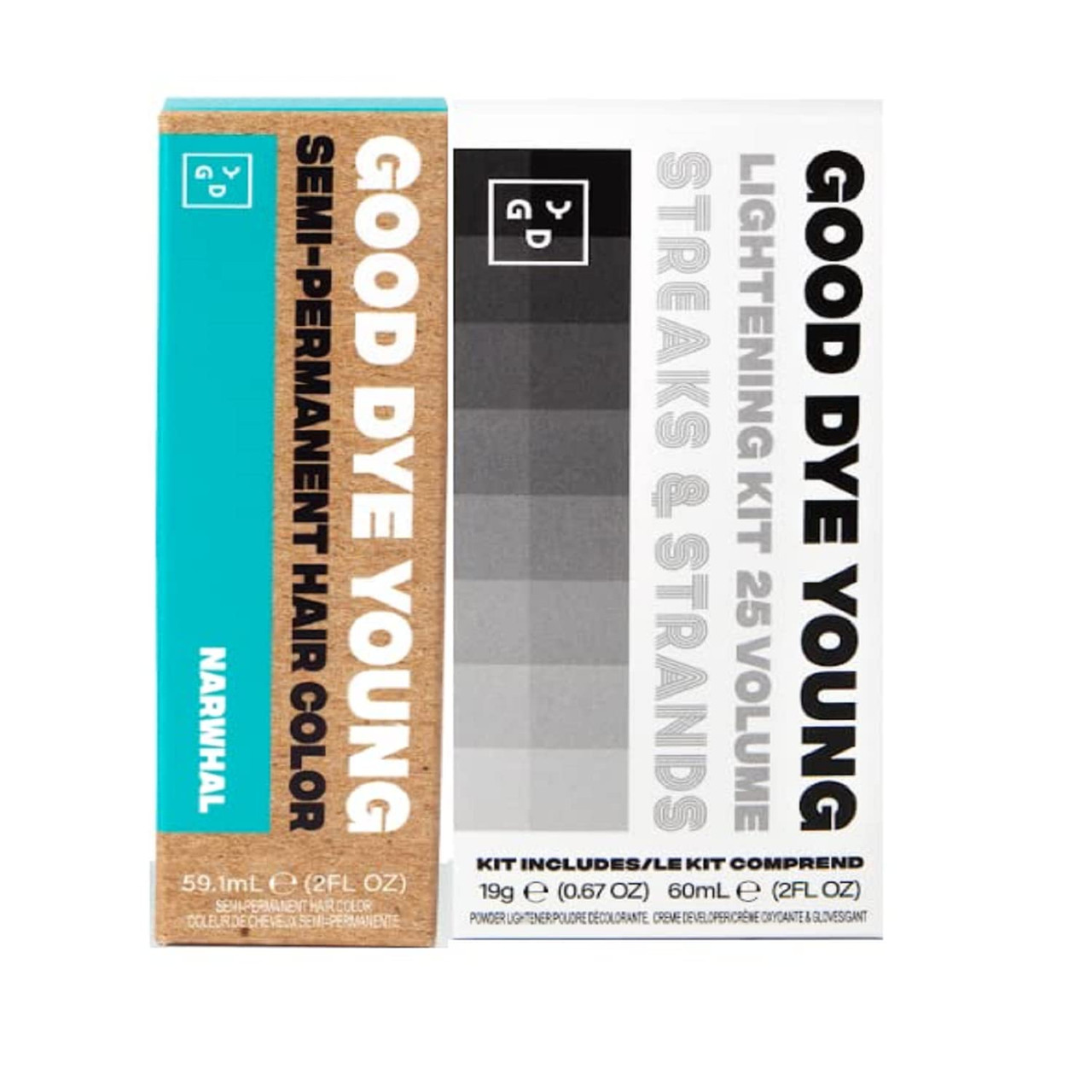 Good Dye Young Streaks and Strands Semi Perm Dye (Narwhal) with Lightening  Kit - 2 oz