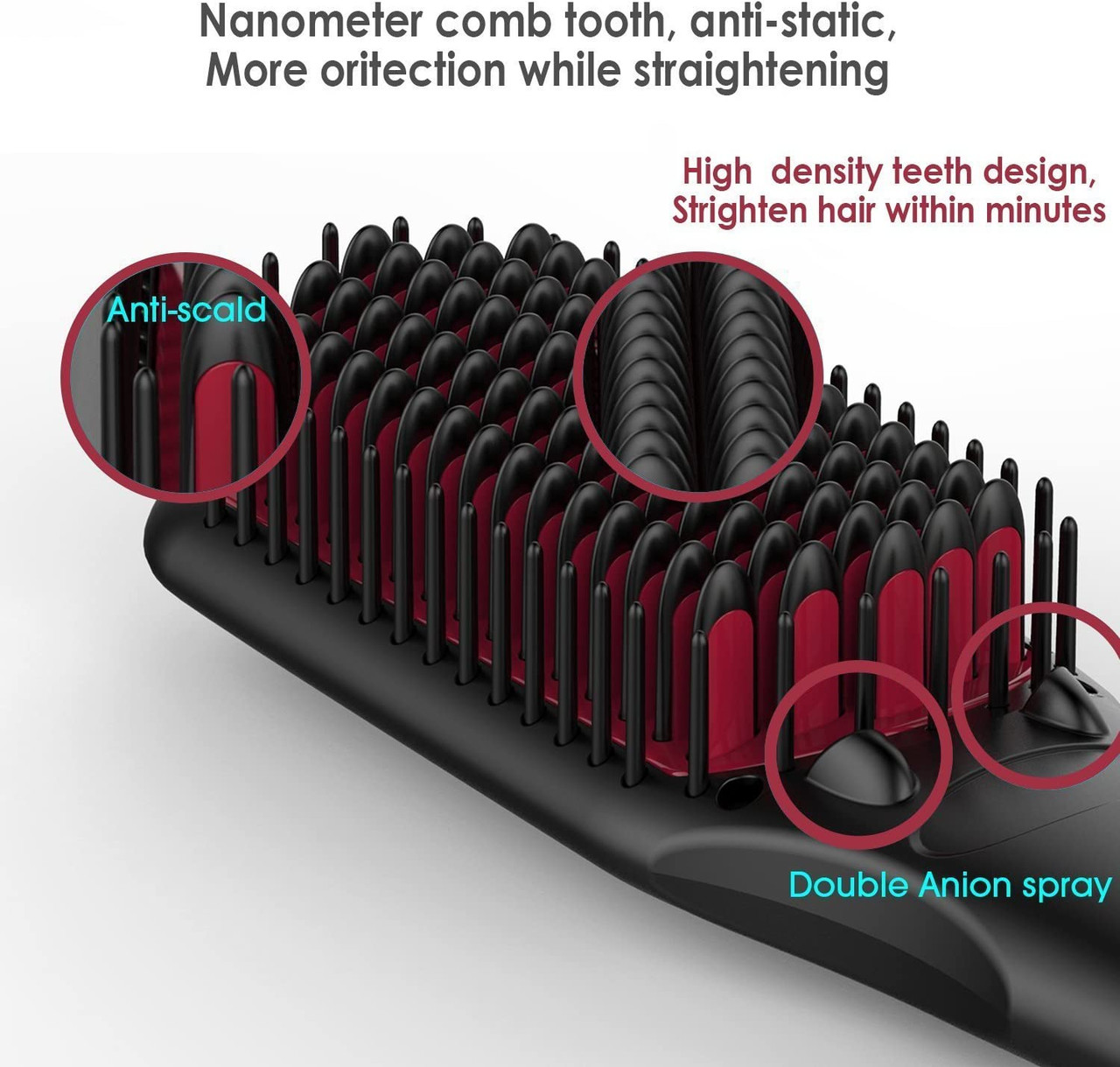 Authentic Hair Straightening Brush With Metal Ceramic Heating in Hair Straightener Ionic with Temperature Lock Function Hair Straightener Brush