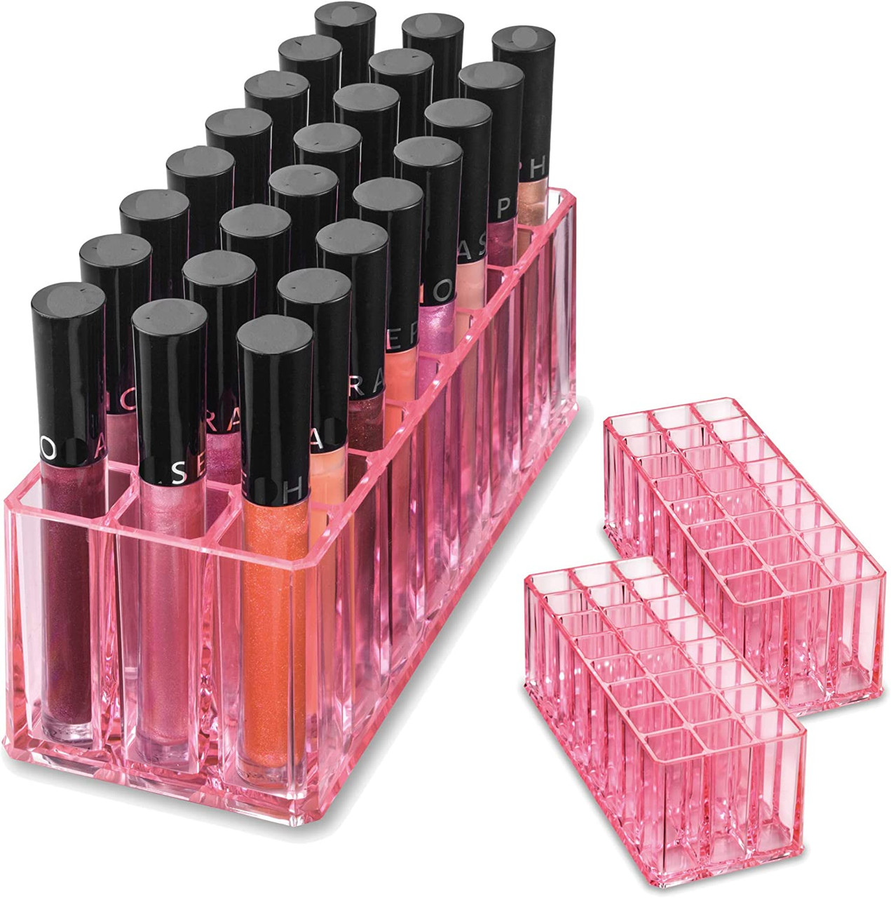 byAlegory Acrylic Lip Gloss Organizer & Beauty Makeup Holder | 24 Space  Organization Container Storage For Tall Lip Gloss / Lipstick Products -  Clear