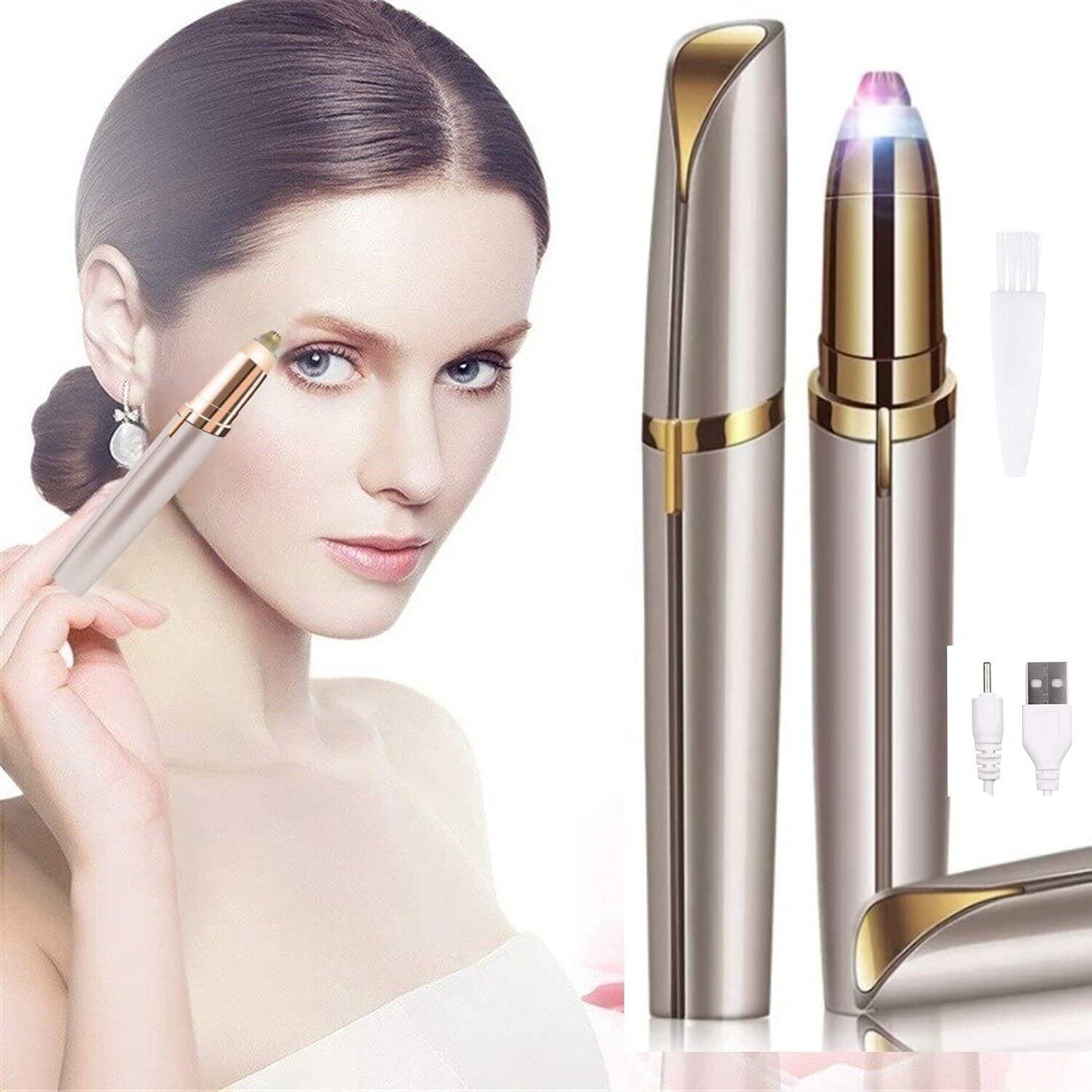 Antique Mini Eyebrow Trimmer 2 in 1 Face Hair Remover with Replaceable  Heads Painless Personal Hair Removal Eyebrow Razor Flawless Brows Electric  Eyebrow Razor Pen Painless Makeup Face Epilator  DukanIndia