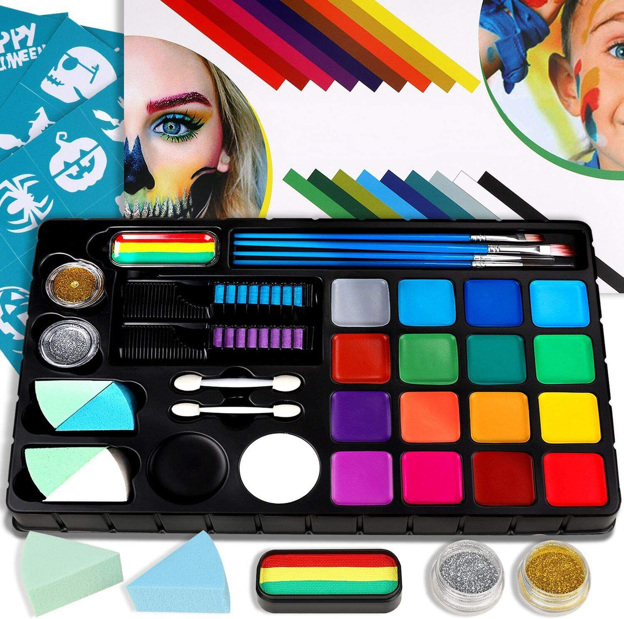 Professional Face Paint kits Sensitive Skin Face Painting set for Kids  Stencils