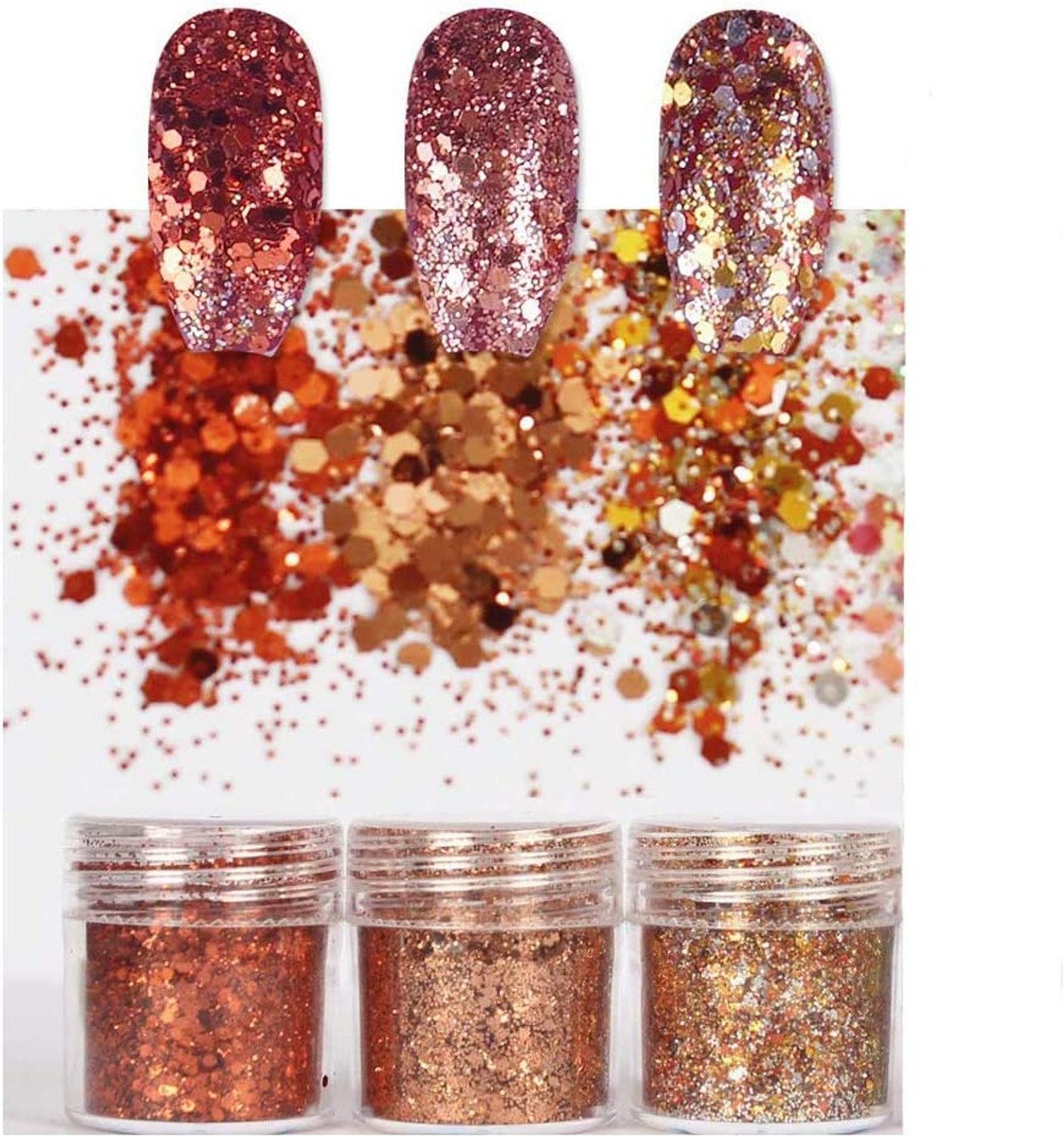 Makartt Nail Rhinestone Glue Gel for Nail Glitters Nail Gems Bundle with  Makartt 2Jars Chunky Glitter