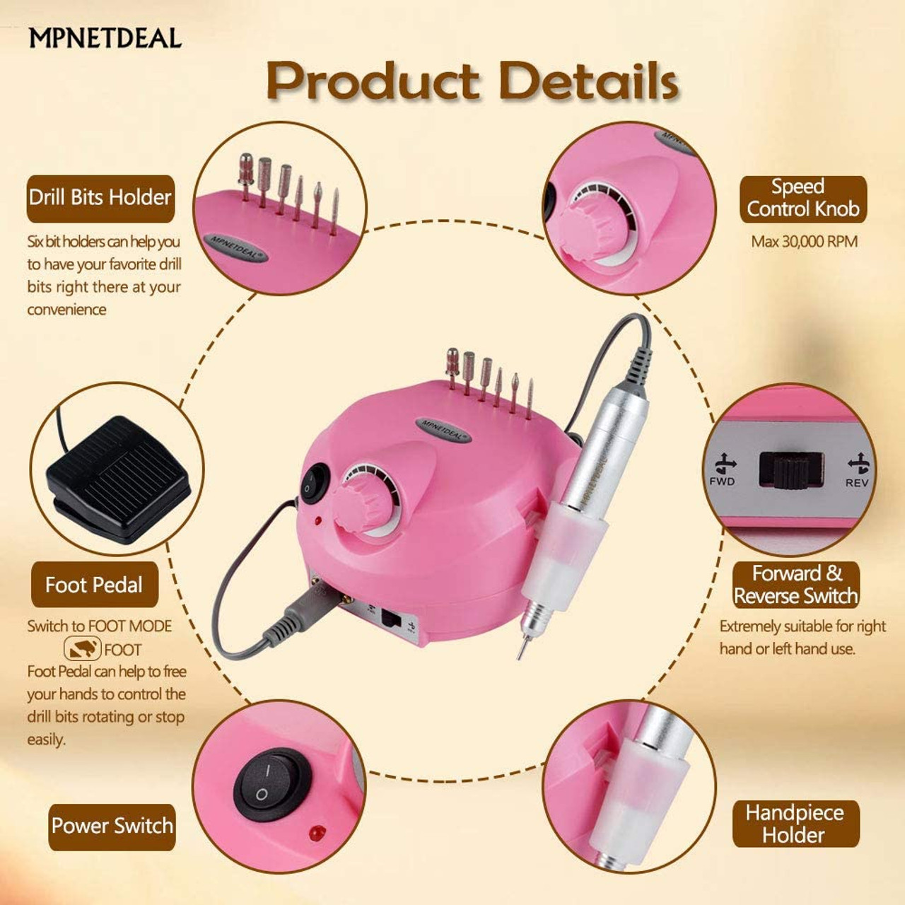 35000 RPM Newest Nail Drill Machine Manicure Drill with HD Display Touch  Screen Electric Nail Sander for Nail Art Salon - AliExpress