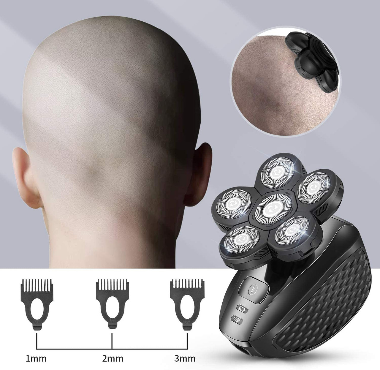 Roziaplus Head Shaver for Bald Men Electric Shavers Upgrade Rotary Shaver Best Close Shaver for Man Rechargeable Bald Mens Razor Multifunc＿並行輸入品 Roziaplus 7D Head Shavers: 5 in 1 Waterproof Electric Razor for