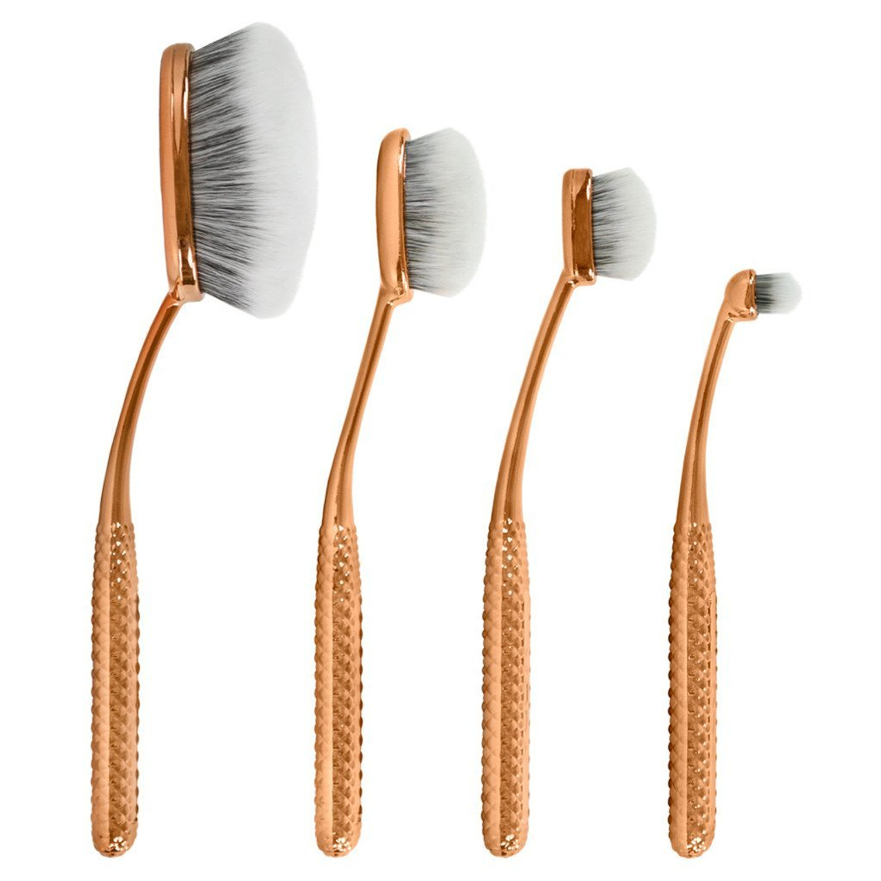 MODA Full Size Face Perfecting 4pc Oval Makeup Brush Set, Includes -  Foundation, Contour, Detail Contour, and Concealer Brushes (Prismatic)