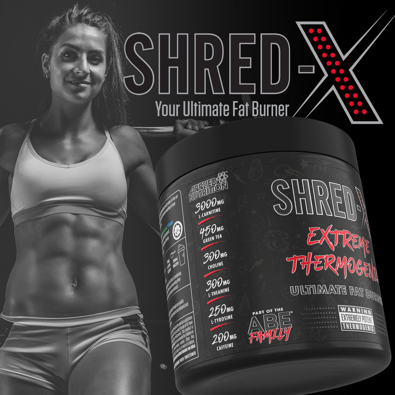 Applied Nutrition Shred X Thermo Powder Weight Loss Fat Burner with Green  Tea L Carnitine Theanine