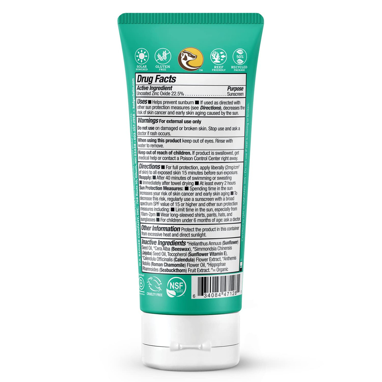 Badger SPF 40 Baby Sunscreen Cream Reef-Friendly Broad-Spectrum