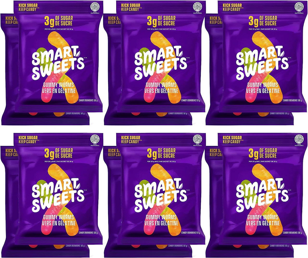 SmartSweets Gummy Worms Candy with Low Sugar (3g), Low Calorie, No Sugar  Alcohols, Non-GMO, No