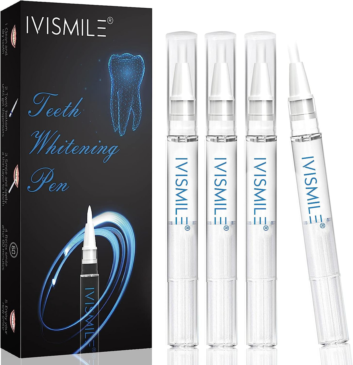Teeth Whitening Gel, IVISMILE Teeth Whitening Pen Refill Pack with 12% PAP, Natural Mint Flavor Teeth Whitene, Safe for Tooth Enamel, Non-Sensitive,