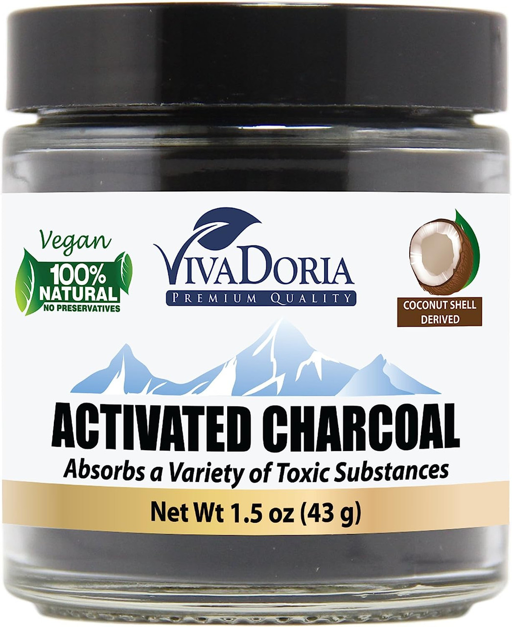 Viva Doria Virgin Activated Charcoal Powder, Coconut Shell Derived, Food  Grade, 1.5 Oz Glass Jar