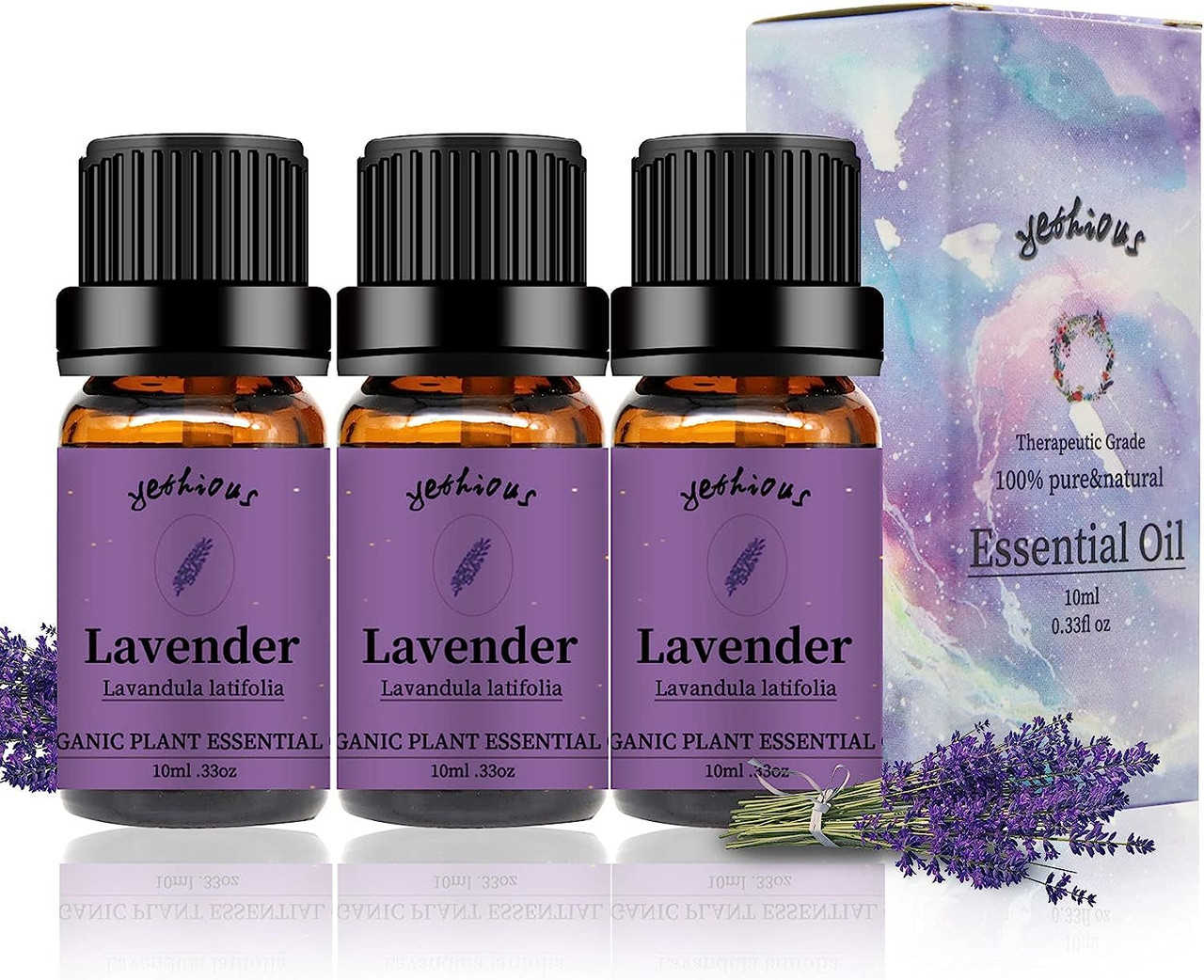 yethious 4 Pack Lavender Jasmine Vanilla Eucalyptus Essential Oil