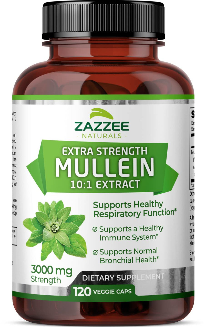 Zazzee Extra Strength Mullein 10:1 Extract, 3000 Mg Strength, 120
