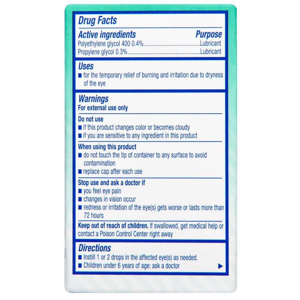 Rite Aid Lubricant Eye Drops 0.5 fl oz | Polyethylene Glycol 400 0.4%,  Propylene Glycol 0.3% | Eye Lubricant Drops for Dry Eyes | High Performance  Eye Care for Dry Eyes | Refreshes Eyes