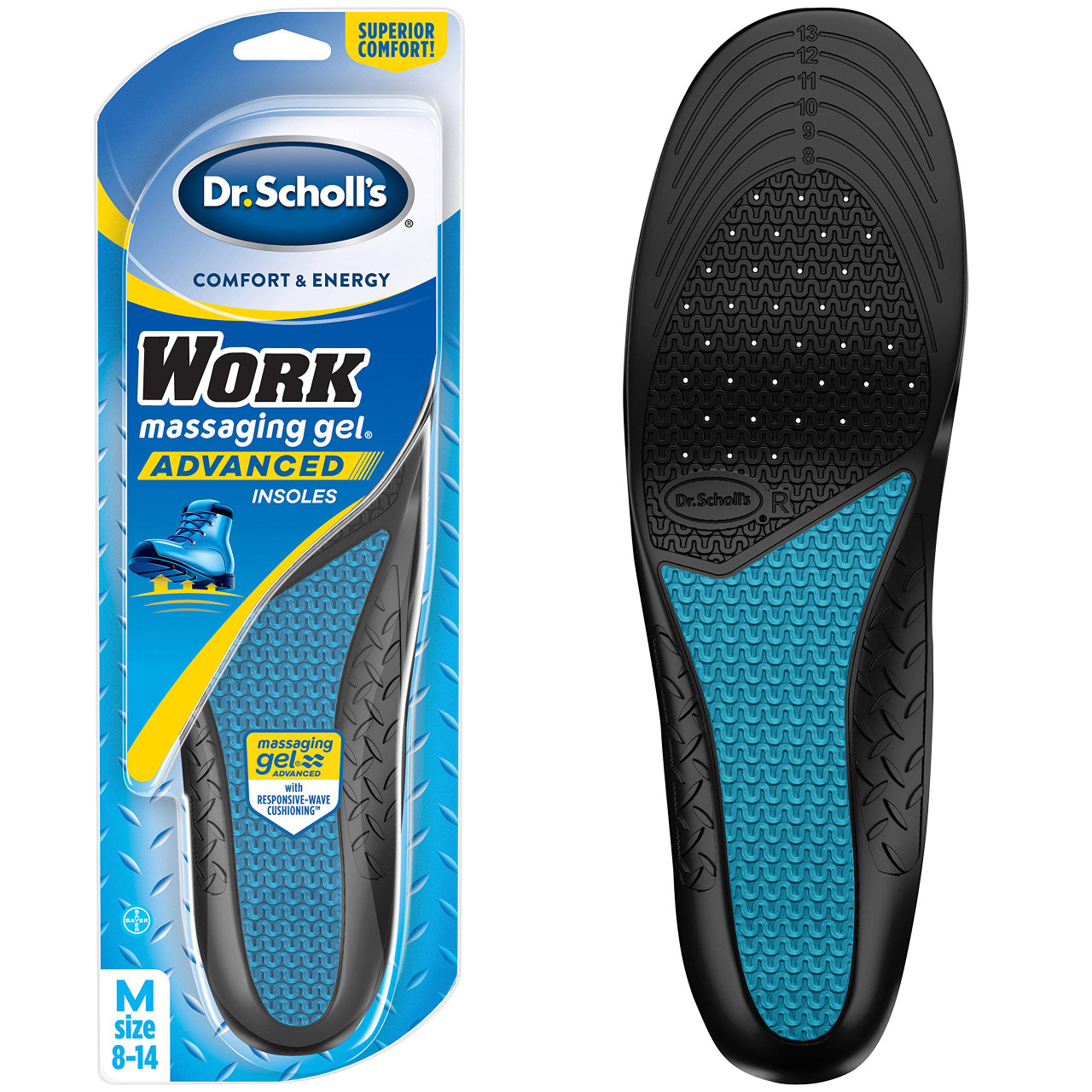 Dr. Scholl's Comfort and Energy Work Insoles for Men, 1 Pair, Size 8-14 :  : Health & Personal Care