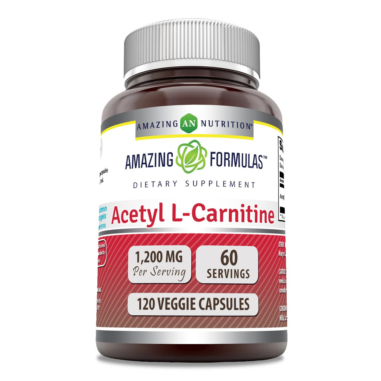 Amazing Formulas Acetyl L-Carnitine Supplement | 1200 Mg | 120 Veggie  Capsules | Non-Gmo
