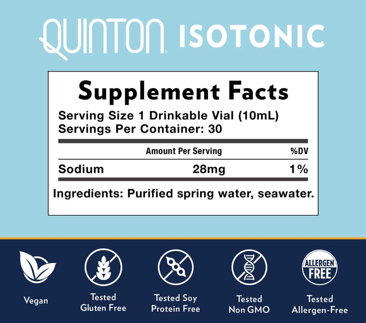 Original Quinton® Hypertonic 3.3 Ampoules, 30 drinkable glass ampoules,  Quicksilver Scientific