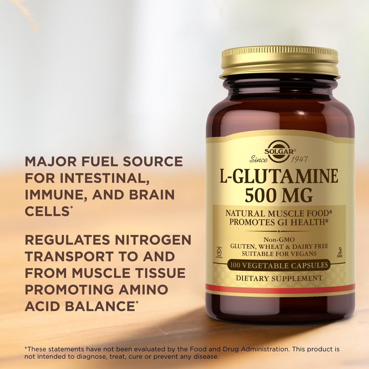 Solgar L Glutamine 500 Mg 100 Vegetable Capsules Natural Muscle Food