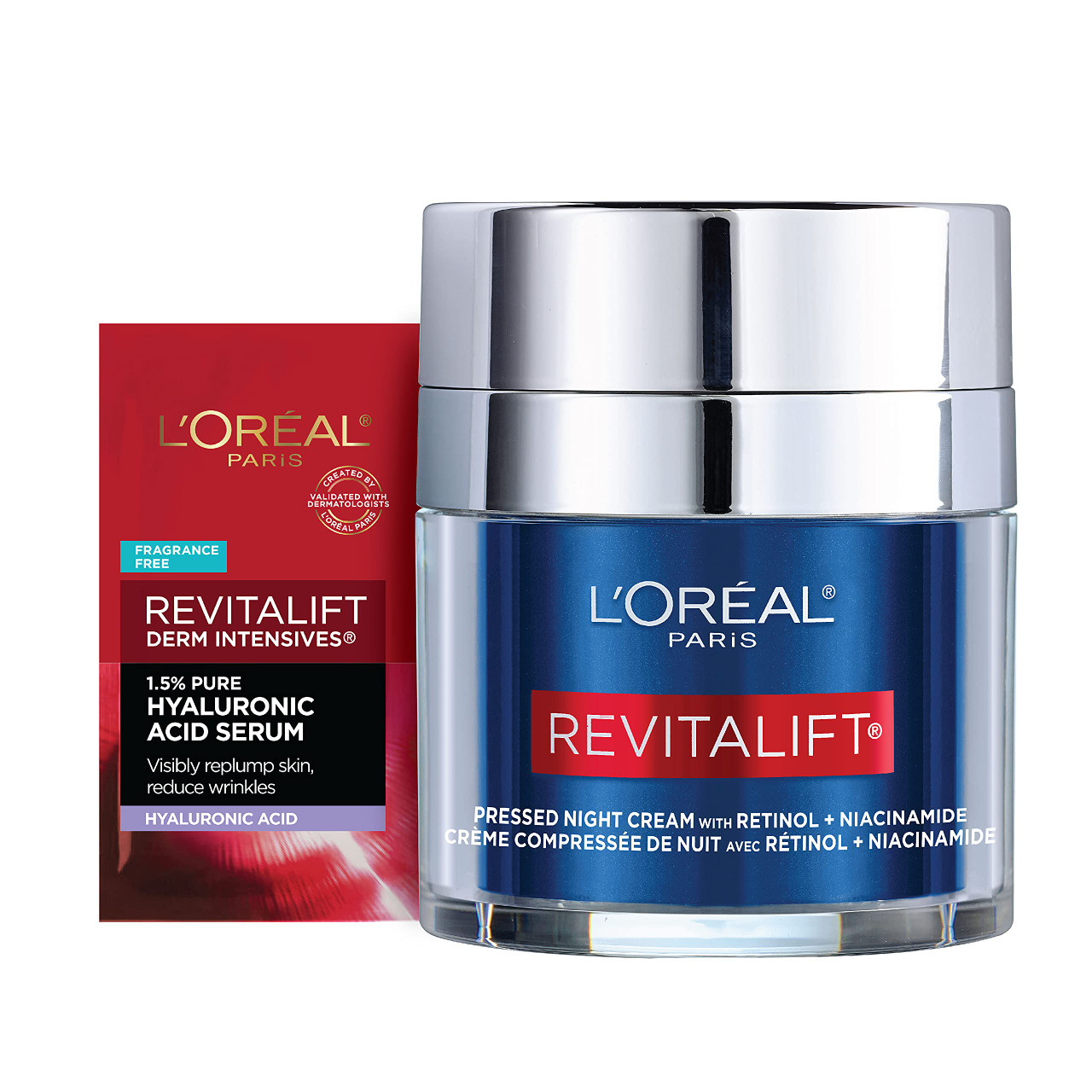 L'Oreal Paris Revitalift Pressed Night Cream Retinol Niacinamide Reduces  Wrinkles Fragrance Free Oz Serum Sample