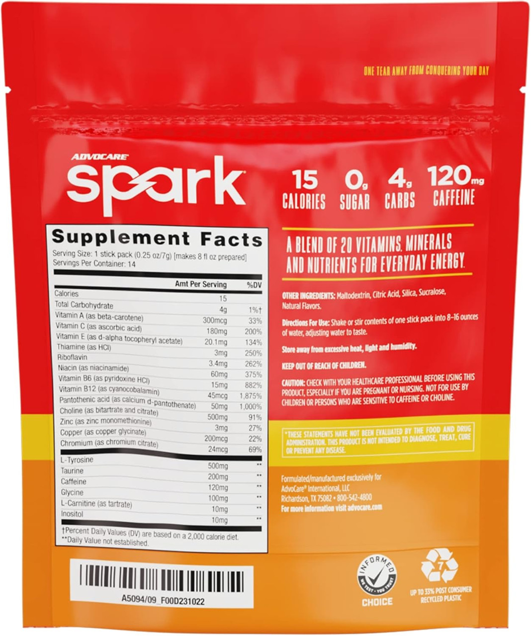 Advocare Spark Vitamin & Amino Acid Supplement - Focus & Energy