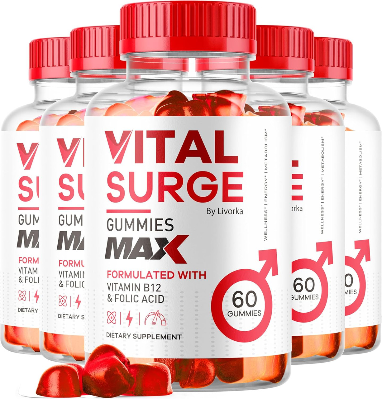 5 Pack) Vital Surge Max, Vital Surge Gummies Max For Men Support, 1050 Mg Advanced Max