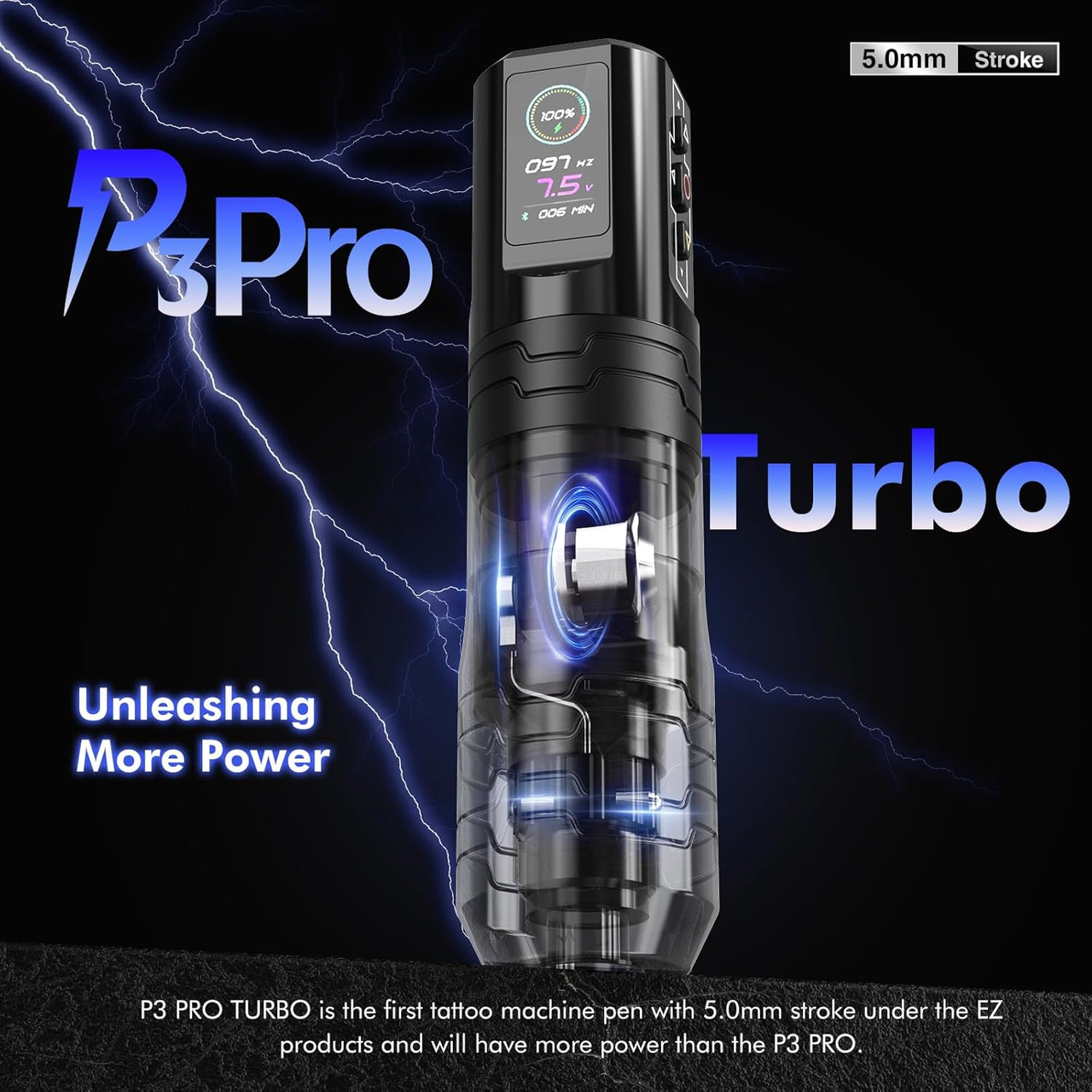 Ez Wireless Tattoo Machine - 5 Strokes 3.0, 3.5, 4.0, 4.5, 5.0Mm
