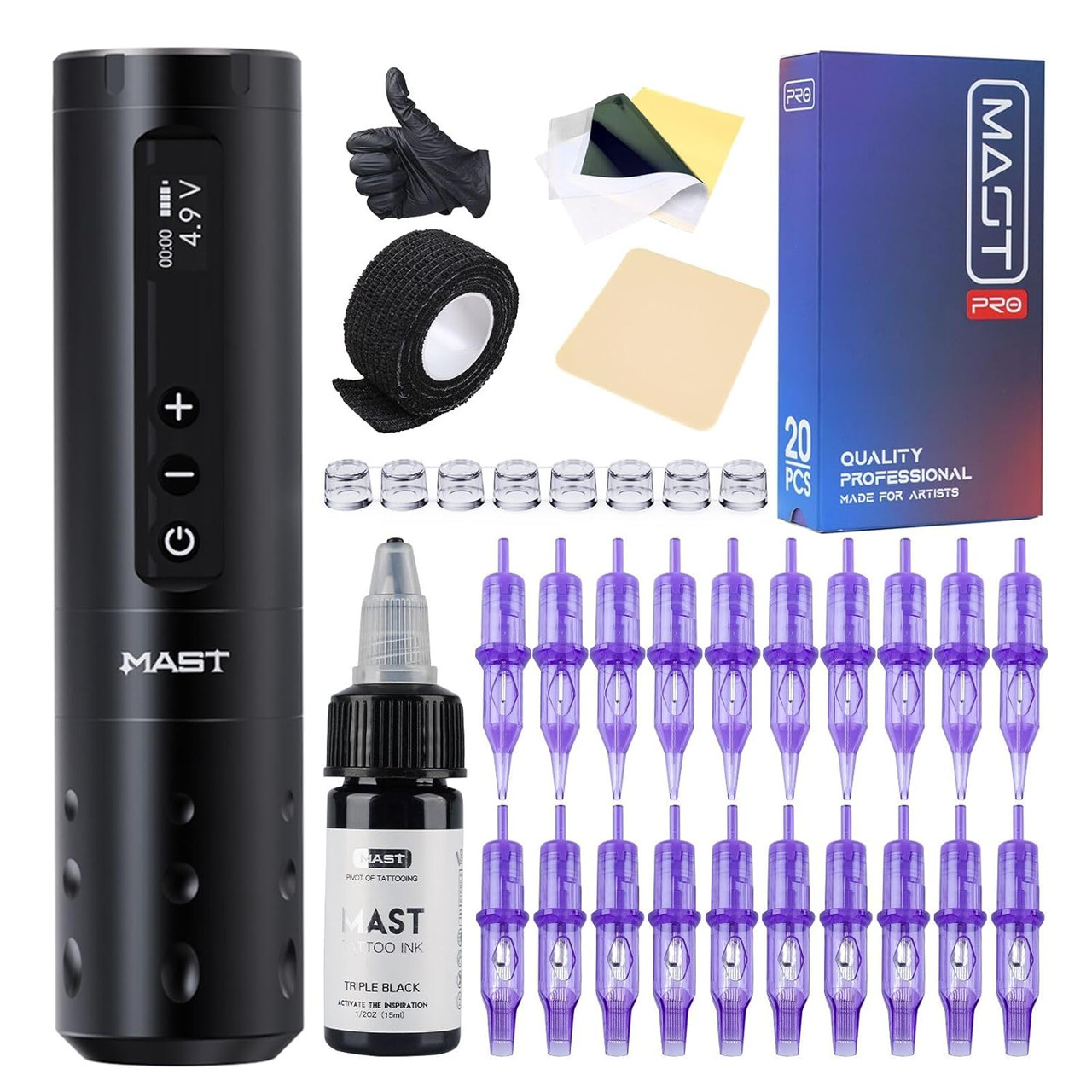 Mast Wireless Tattoo Kit, A2 Tattoo Pen Machine, Cordle | Buy at