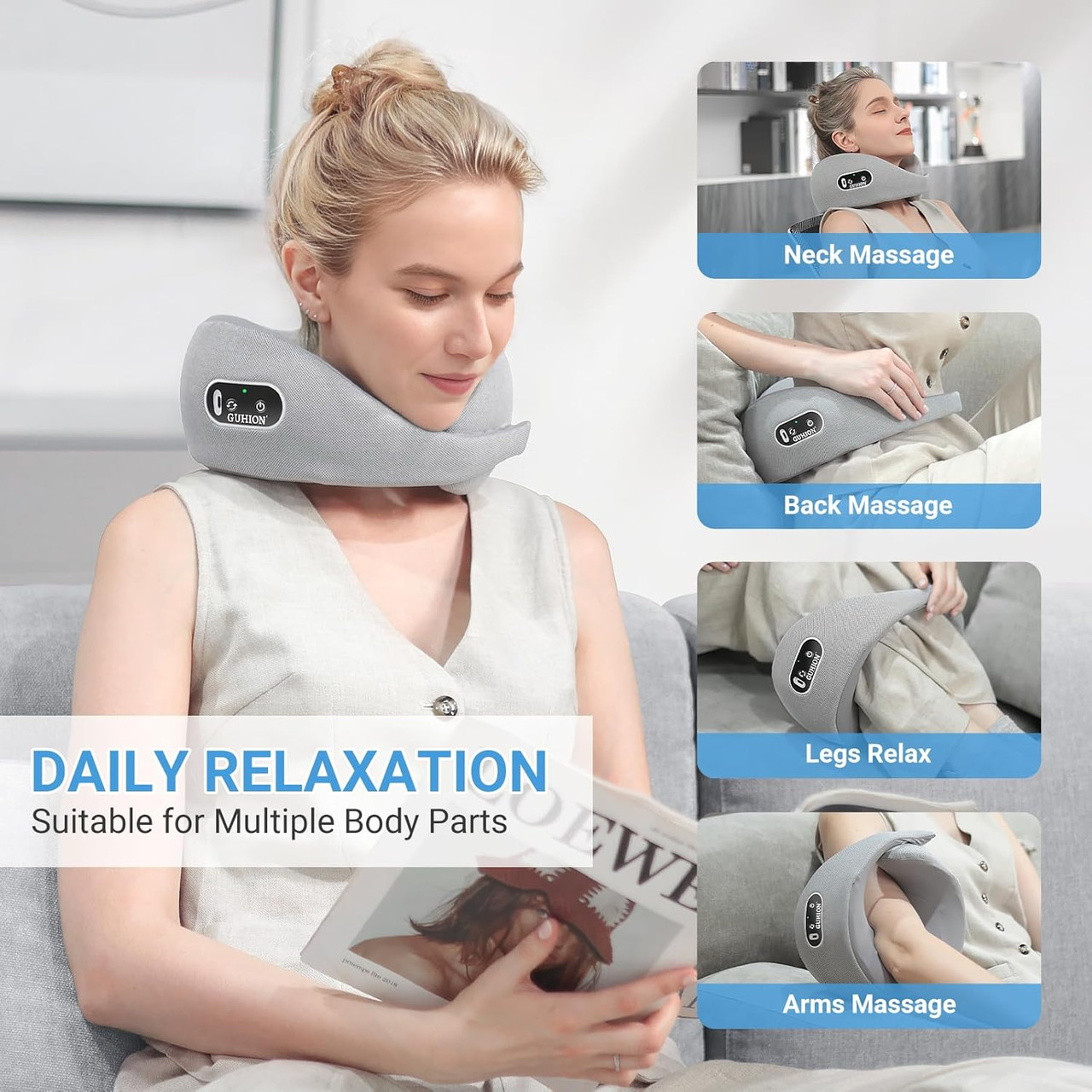 Neck Massager, Deep Tissue Kneading Massage Pillow For Neck Back Shoulder,  Electric Shiatsu Massage Cushion For Pain Relief And Relaxation At Home,