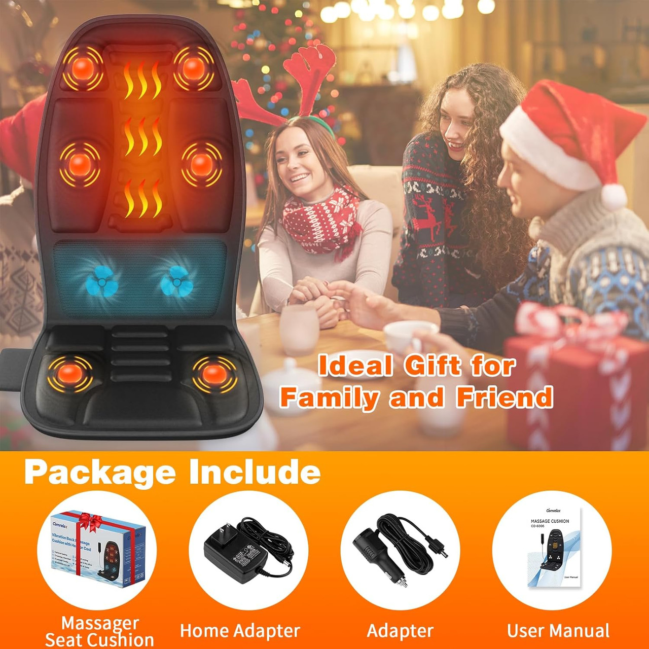 vibrating hand massager machine Full Body Massage Seat Cushion Heat Vibration Chair Pad Gift main image 1