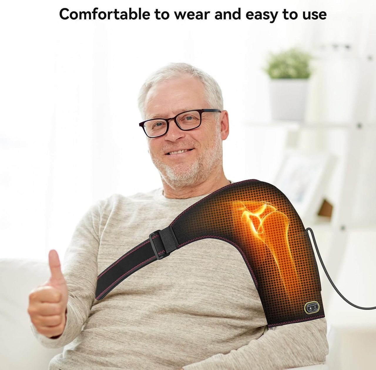 shoulder heating pad with vibration massager Heated Shoulder Wrap With Massage, Portable Heated Shoulder Brace For Women  Men, Cordless Vibration Shoulder Heating