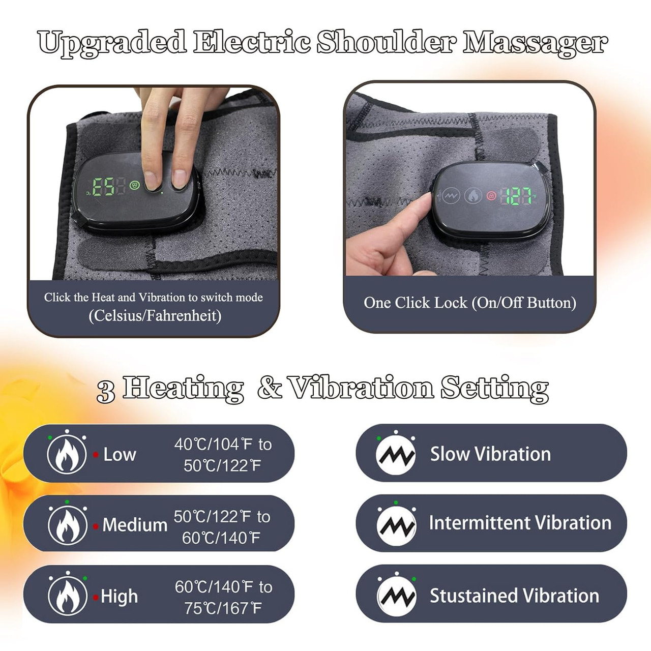 Heated Shoulder Wrap With Massage, Portable Heated Shoulder Brace For Women  Men, Cordless Vibration Shoulder Heating