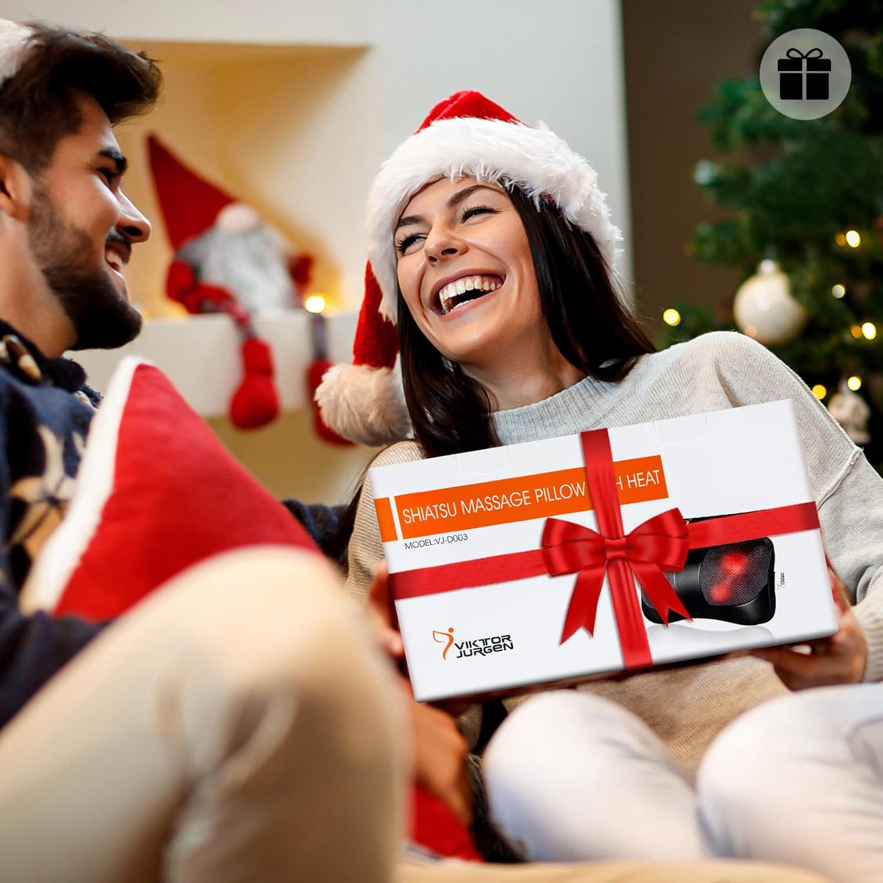 Viktor Jurgen Christmas Back Massager Gifts, Shiatsu Kneading Massager For Neck And Shoulder, Massage Pillow With Heat Relaxation Gifts For