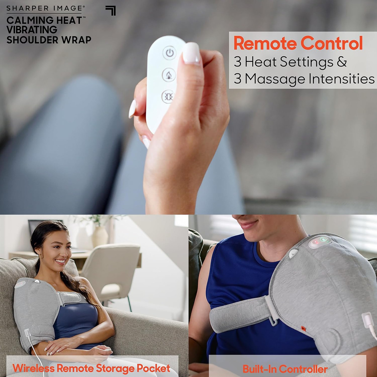 Calming Heat Shoulder Wrap By Sharper Image- Electric Shoulder Heating Pad With Vibrations & Soothing Heat, Calming Heat Shoulder Wrap By Sharper Image- Electric Shoulder Heating Pad With Vibrations & Soothing Heat,