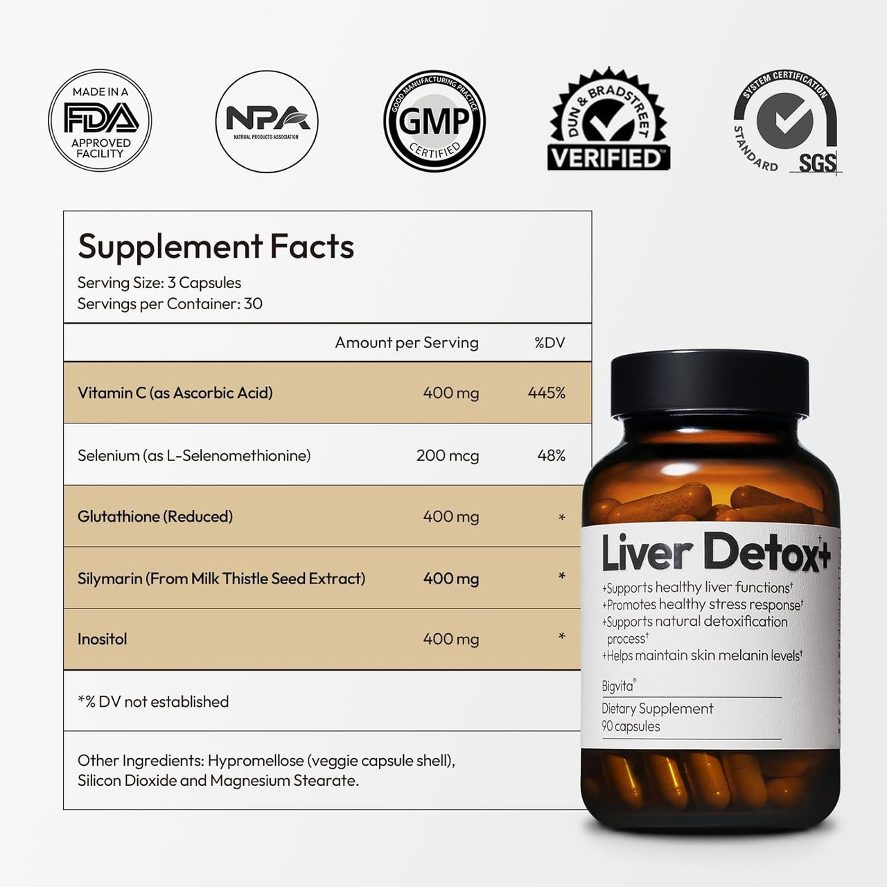 BigVita Liver Detox Vegan Gluten Free Liver Health Supplement Cleanse Detox & Repair Hangover Helper Contains BigVita Liver Detox Vegan Gluten Free Liver Health Supplement Cleanse Detox & Repair Hangover Helper Contains