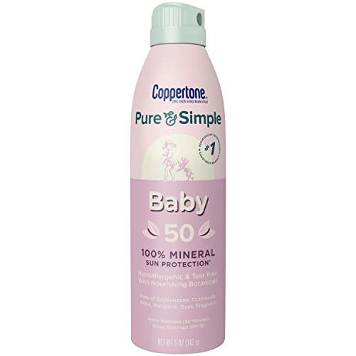 Coppertone Pure And Simple Baby Sunscreen Spray Spf 50 Zinc Oxide Mineral  For Babies Toddler Water Resistant Broad Spectrum Oz - Main Image