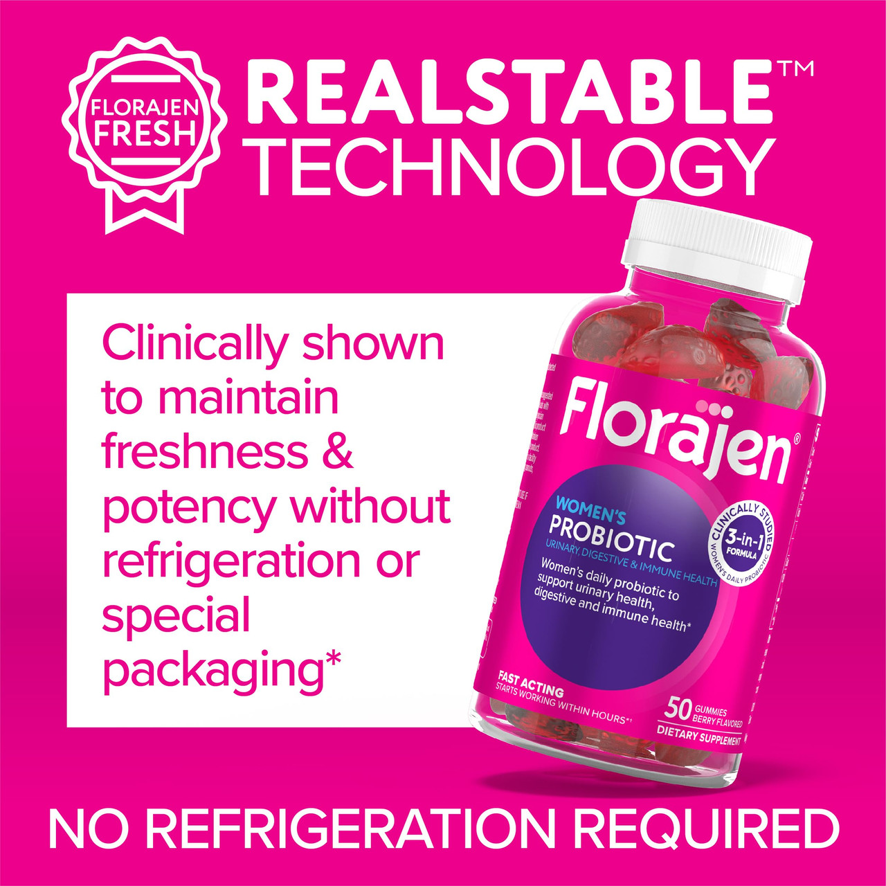 Florajen Women's Probiotic Gummies - Triple-Action Preb | Buy at