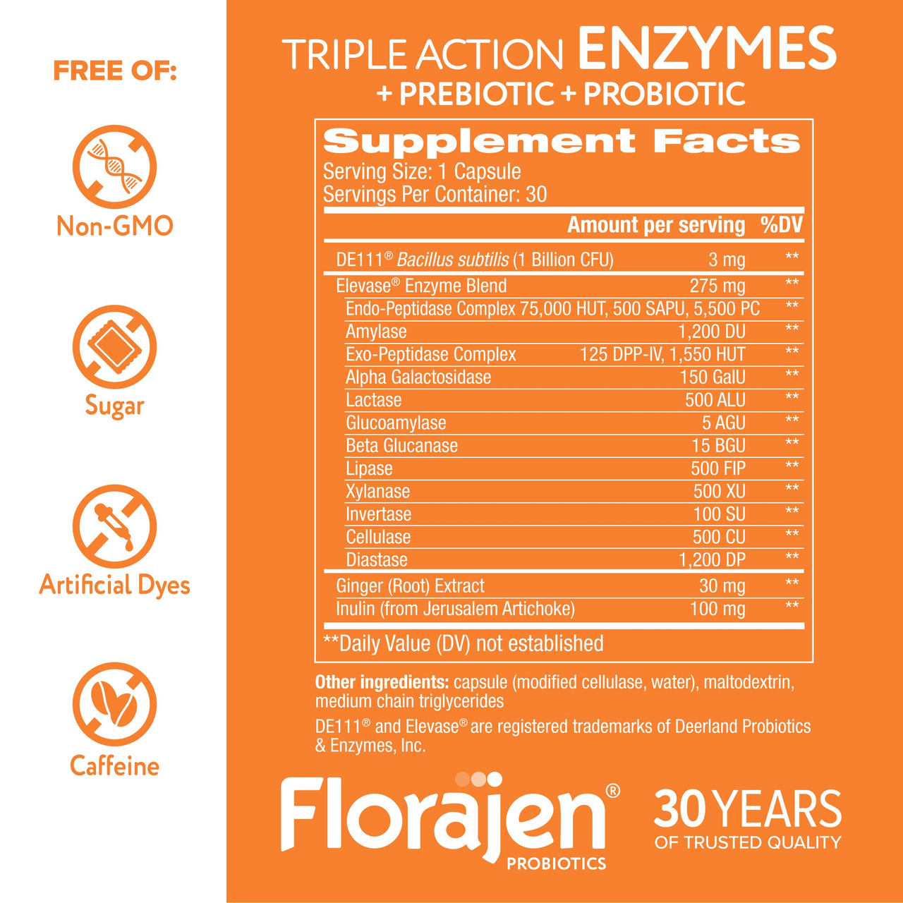 Florajen Digestive Enzymes with Probiotics & Prebiotics - Triple
