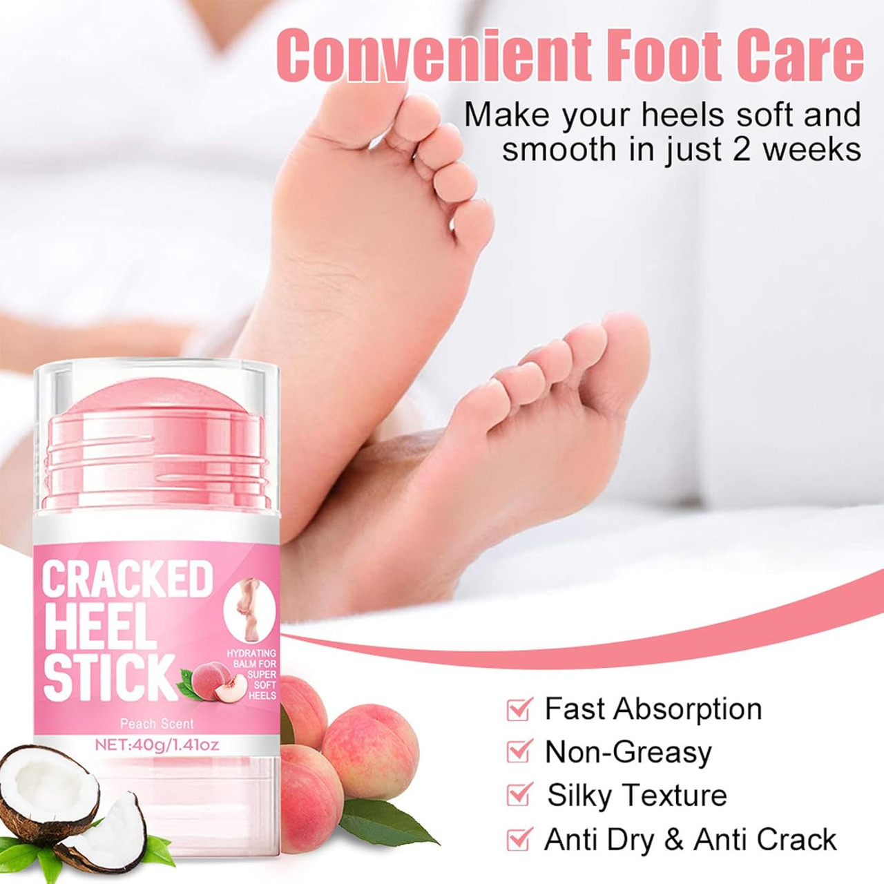 Peach Foot Hand Cream Stick Hydrating And Anti-Cracking Foot Cream  Exfoliating Moisturizer For Dry Cracked Hands Elbows Feet Knees Dead Skin  Remover