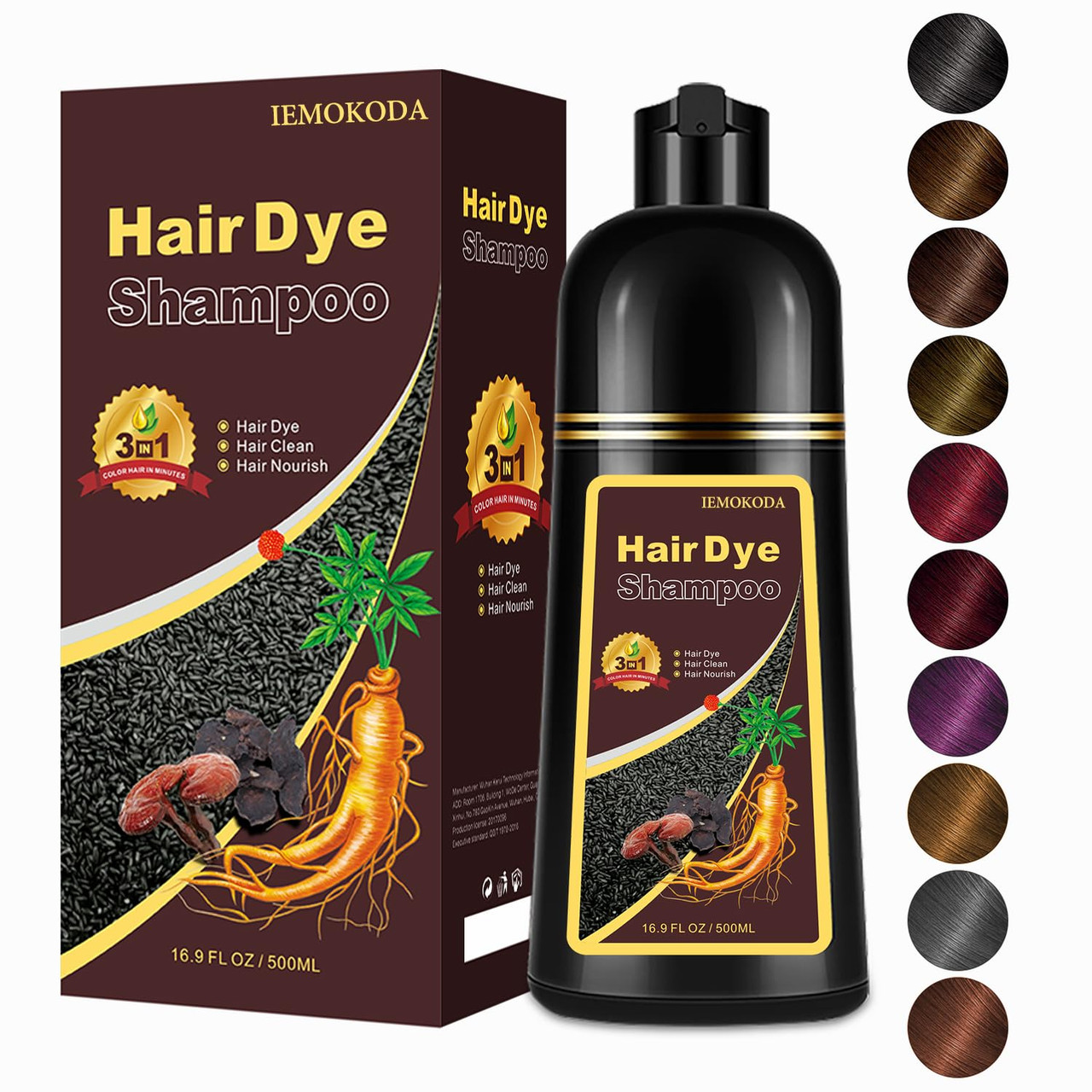 Hair Dye Shampoo 3 In 1 Cherry Brown Hair Dye 16.9 Fl O | Buy at