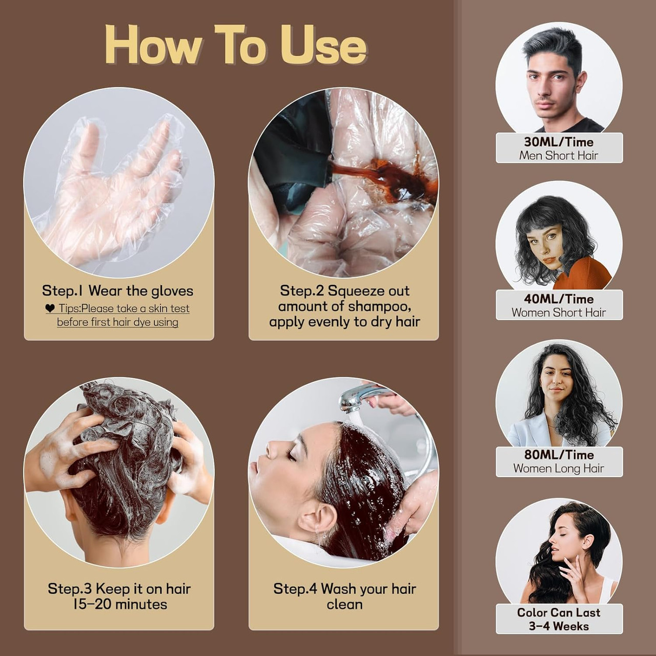 Aazon.co : Dark Brown Hair Dye Shapoo 3 in 1 for Gray Coverage for Aazon.co : Dark Brown Hair Dye Shapoo 3 in 1 for Gray Coverage for