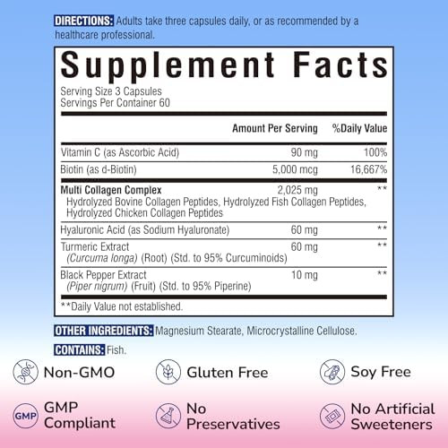 Vitalibre Multi Collagen Peptides 180 Caps And Acetyl-L-Carnitine Hcl 1250Mg